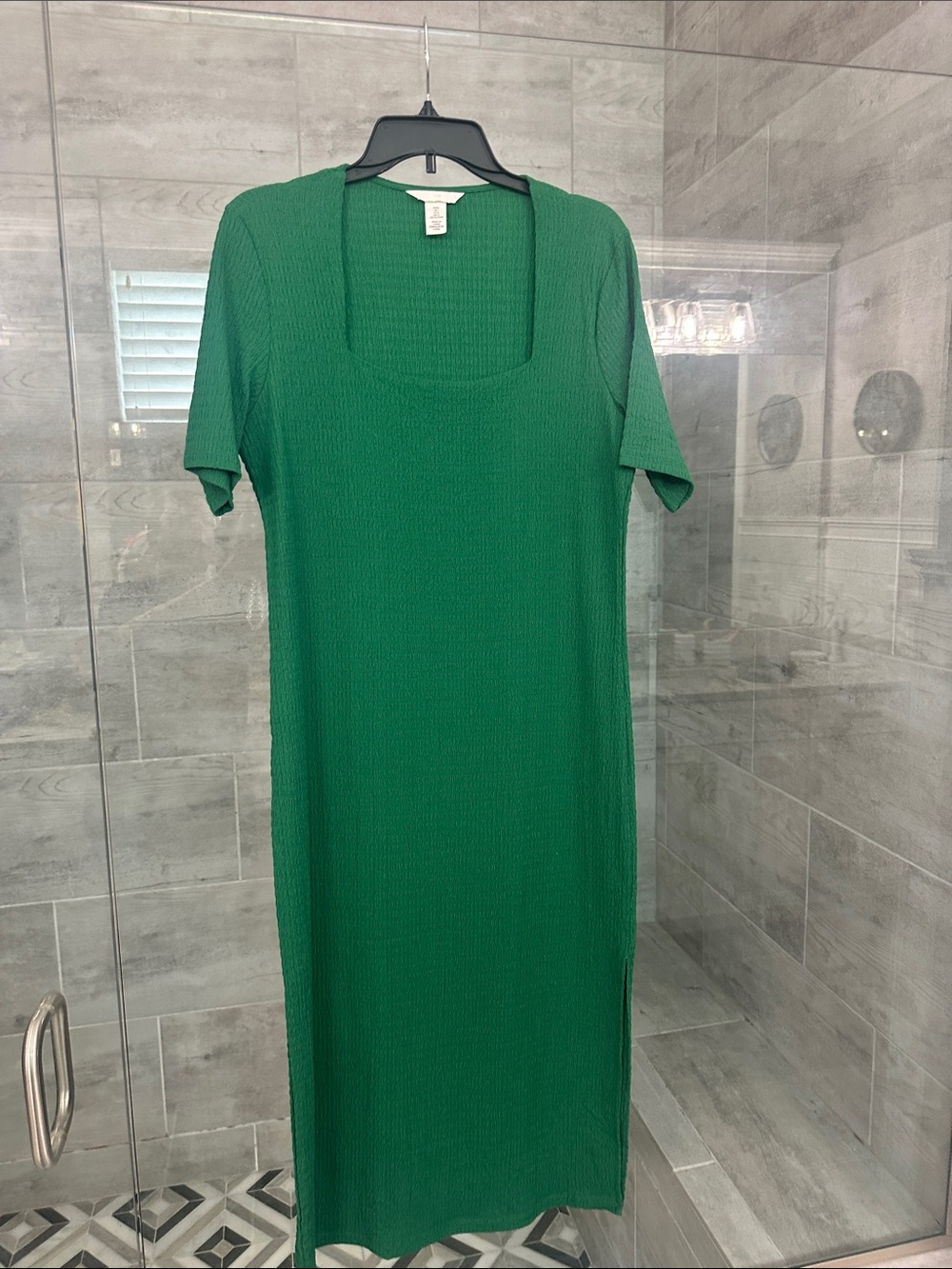 H&M Green Square-Neck Midi Dress